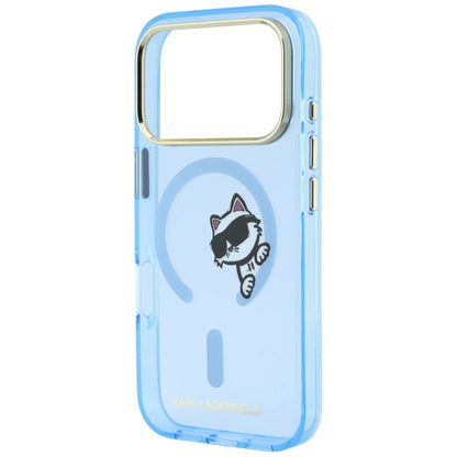 Hard Case Karl Lagerfeld IML Peekaboo Print and Metal Frame with MagSafe for Apple iPhone 18 Pro / 17 Pro, Light Blue_5