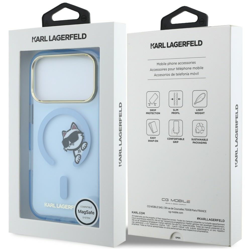 Hard Case Karl Lagerfeld IML Peekaboo Print and Metal Frame with MagSafe for Apple iPhone 18 Pro / 17 Pro, Light Blue_7