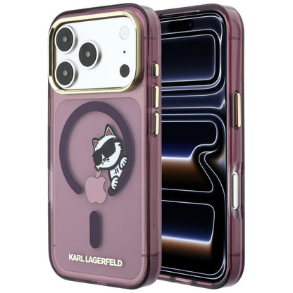 Hard Case Karl Lagerfeld IML Peekaboo Print and Metal Frame with MagSafe for Apple iPhone 18 Pro Max / 17 Pro Max, Burgundy_0