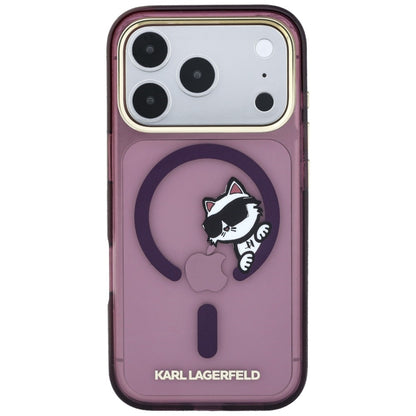 Hard Case Karl Lagerfeld IML Peekaboo Print and Metal Frame with MagSafe for Apple iPhone 18 Pro Max / 17 Pro Max, Burgundy_2