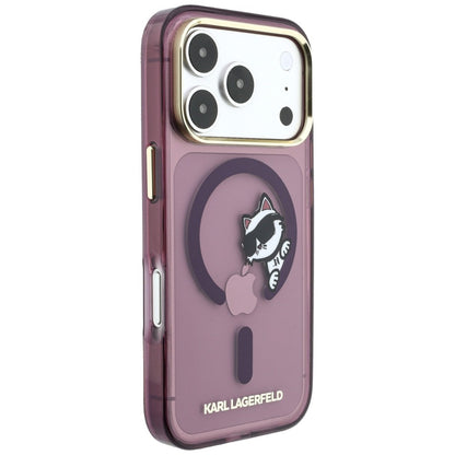 Hard Case Karl Lagerfeld IML Peekaboo Print and Metal Frame with MagSafe for Apple iPhone 18 Pro Max / 17 Pro Max, Burgundy_3