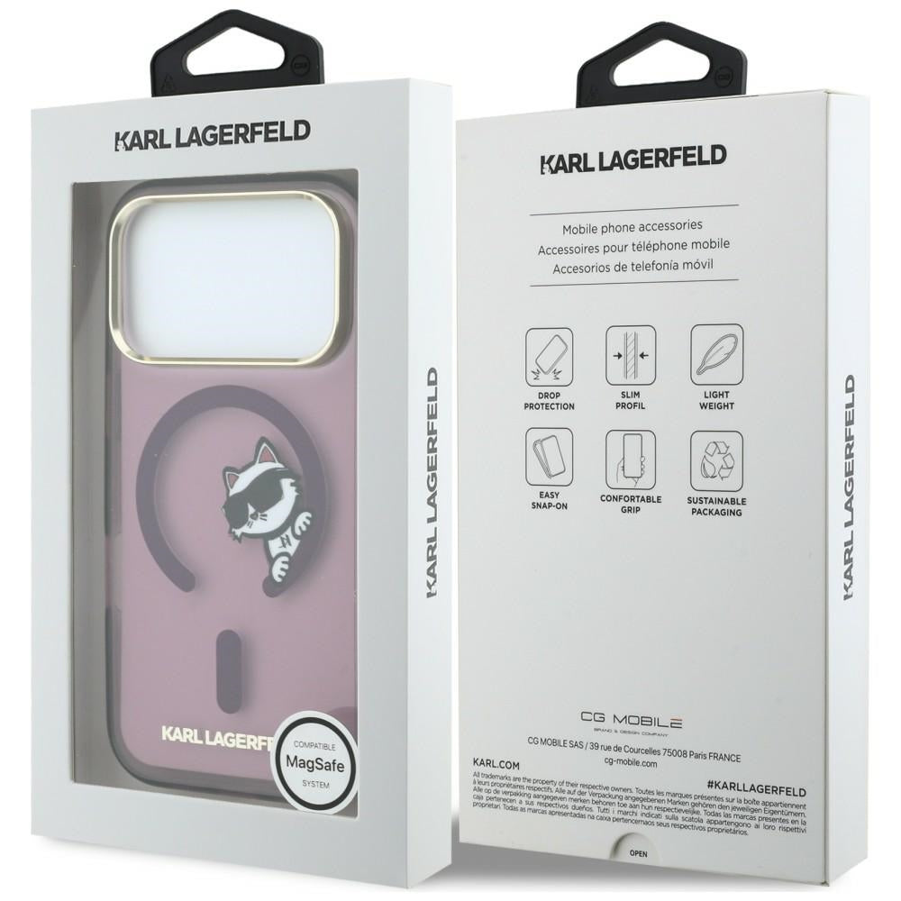 Hard Case Karl Lagerfeld IML Peekaboo Print and Metal Frame with MagSafe for Apple iPhone 18 Pro Max / 17 Pro Max, Burgundy_7