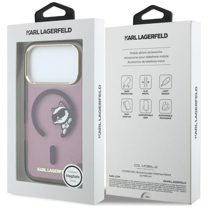 Hard Case Karl Lagerfeld IML Peekaboo Print and Metal Frame with MagSafe for Apple iPhone 18 Pro Max / 17 Pro Max, Burgundy_7