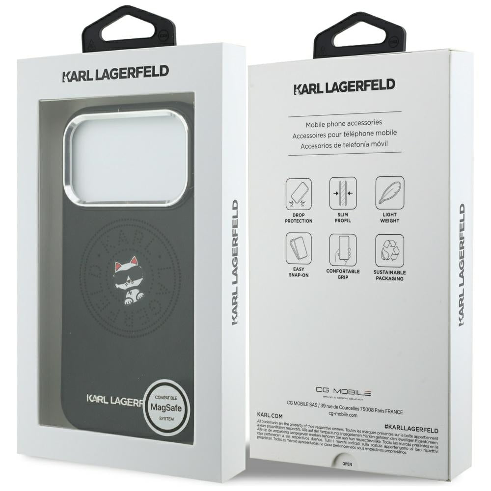 Hard Case Karl Lagerfeld Point and Choupette Sketch with MagSafe for Apple iPhone 18 Pro / 17 Pro, Black_7