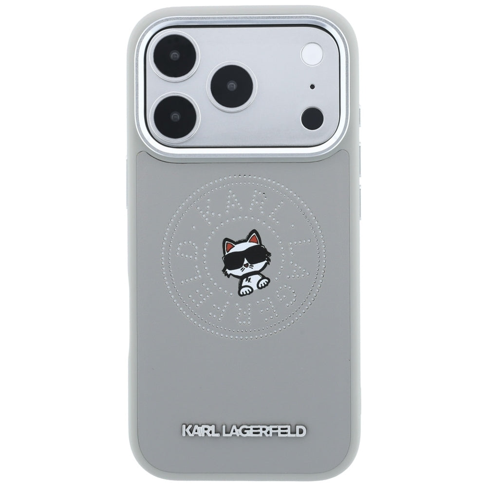 Hard Case Karl Lagerfeld Point and Choupette Sketch with MagSafe for Apple iPhone 18 Pro Max / 17 Pro Max, Grey_2
