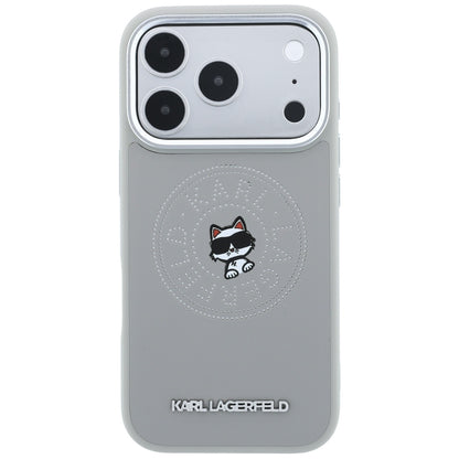Hard Case Karl Lagerfeld Point and Choupette Sketch with MagSafe for Apple iPhone 18 Pro Max / 17 Pro Max, Grey_2