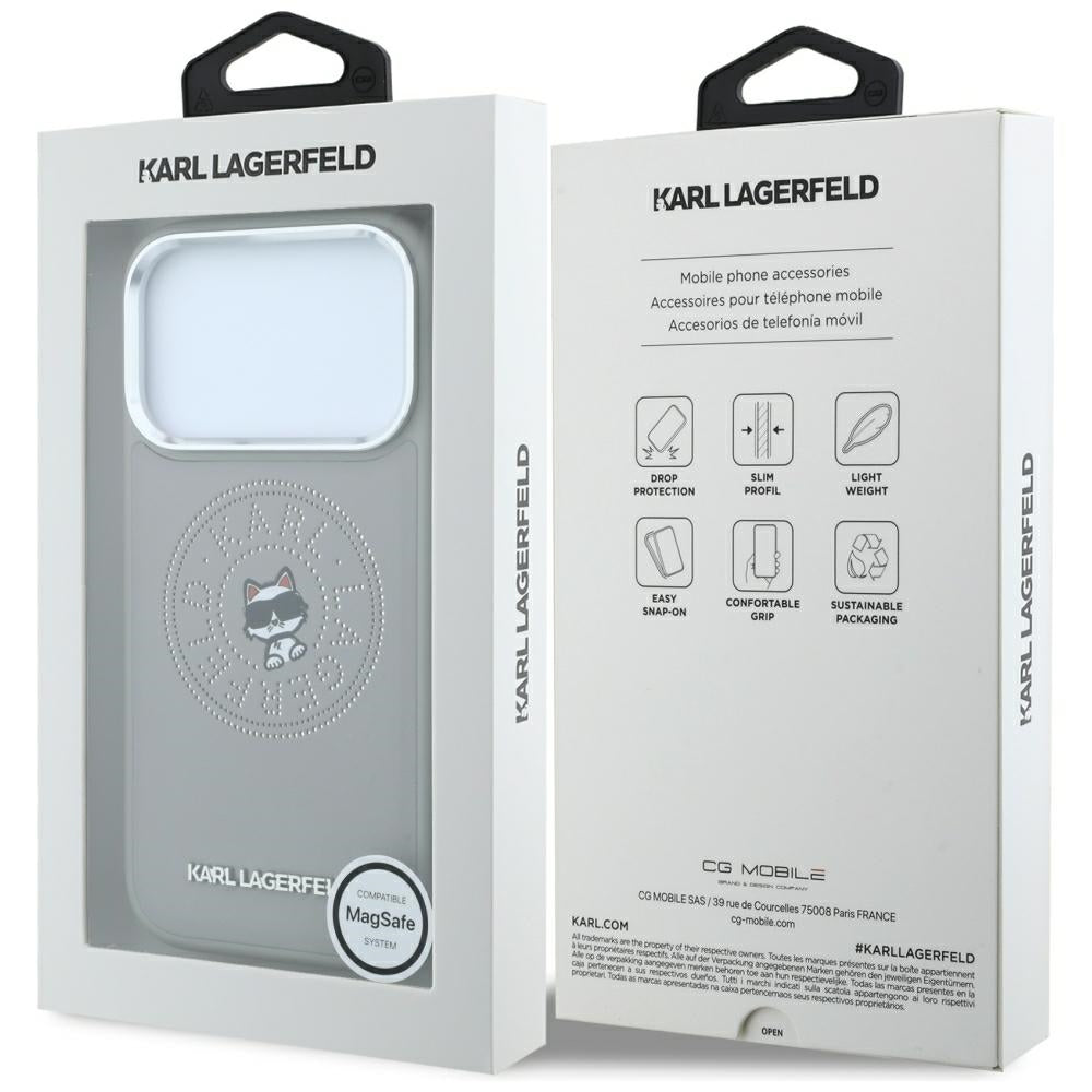 Hard Case Karl Lagerfeld Point and Choupette Sketch with MagSafe for Apple iPhone 18 Pro Max / 17 Pro Max, Grey_7