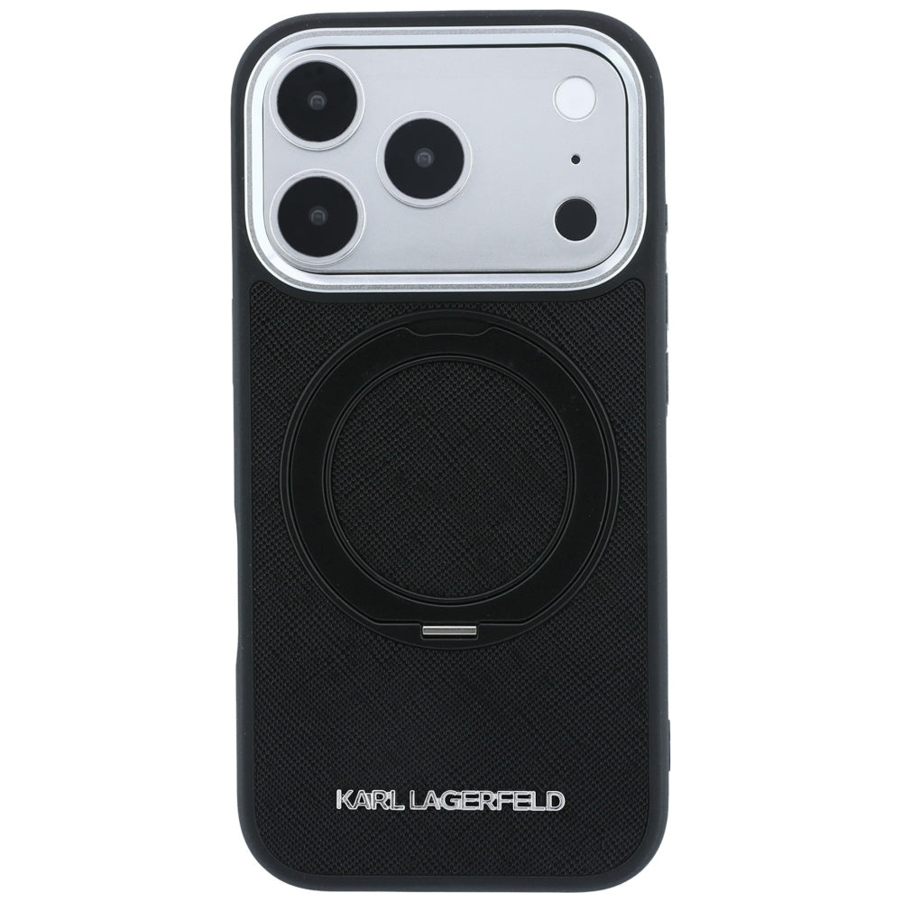 Hard Case Karl Lagerfeld Ring Stand 360 Saffiano with MagSafe for Apple iPhone 18 Pro Max / 17 Pro Max, Black_2