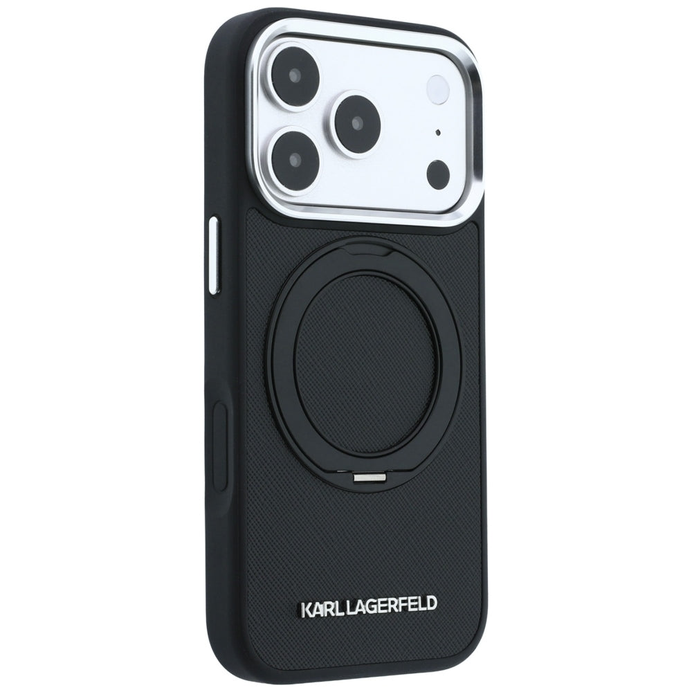 Hard Case Karl Lagerfeld Ring Stand 360 Saffiano with MagSafe for Apple iPhone 18 Pro Max / 17 Pro Max, Black_3