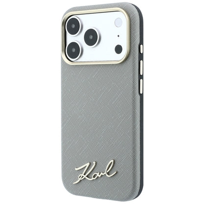Hard Case Karl Lagerfeld Saffiano Small Script Metal Logo with MagSafe for Apple iPhone 18 Pro / 17 Pro, Taupe_1