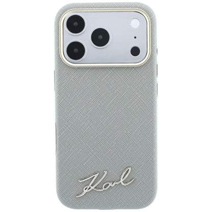 Hard Case Karl Lagerfeld Saffiano Small Script Metal Logo with MagSafe for Apple iPhone 18 Pro / 17 Pro, Taupe_2
