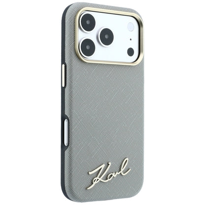 Hard Case Karl Lagerfeld Saffiano Small Script Metal Logo with MagSafe for Apple iPhone 18 Pro / 17 Pro, Taupe_3