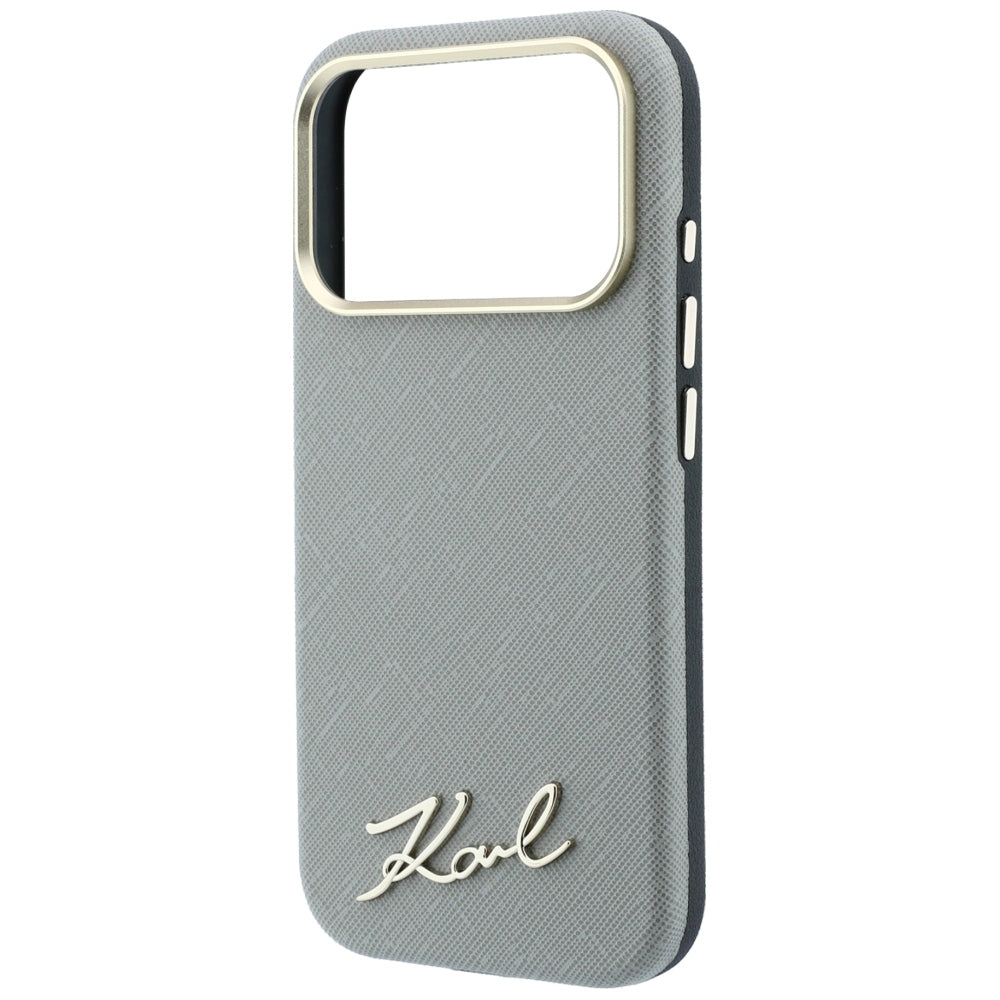 Hard Case Karl Lagerfeld Saffiano Small Script Metal Logo with MagSafe for Apple iPhone 18 Pro / 17 Pro, Taupe_5