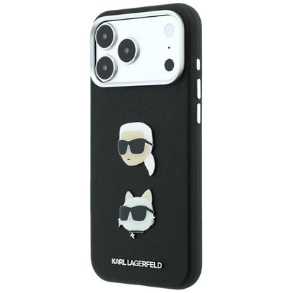 Hard Case Karl Lagerfeld Saffiano with Karl & Choupette Head's Pin and Logo for Apple iPhone 18 Pro Max / 17 Pro Max, Black_1