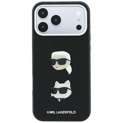 Hard Case Karl Lagerfeld Saffiano with Karl & Choupette Head's Pin and Logo for Apple iPhone 18 Pro Max / 17 Pro Max, Black_2