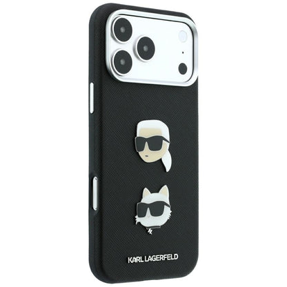 Hard Case Karl Lagerfeld Saffiano with Karl & Choupette Head's Pin and Logo for Apple iPhone 18 Pro Max / 17 Pro Max, Black_3