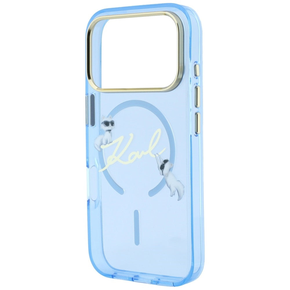 Hard Case Karl Lagerfeld IML Choupette Karl Script Logo with MagSafe for Apple iPhone 18 Pro / 17 Pro, Light Blue_5