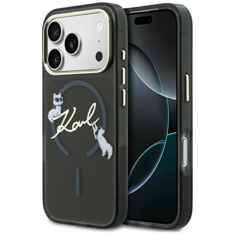 Hard Case Karl Lagerfeld IML Choupette Karl Script Logo with MagSafe for Apple iPhone 18 Pro Max / 17 Pro Max, Black_0