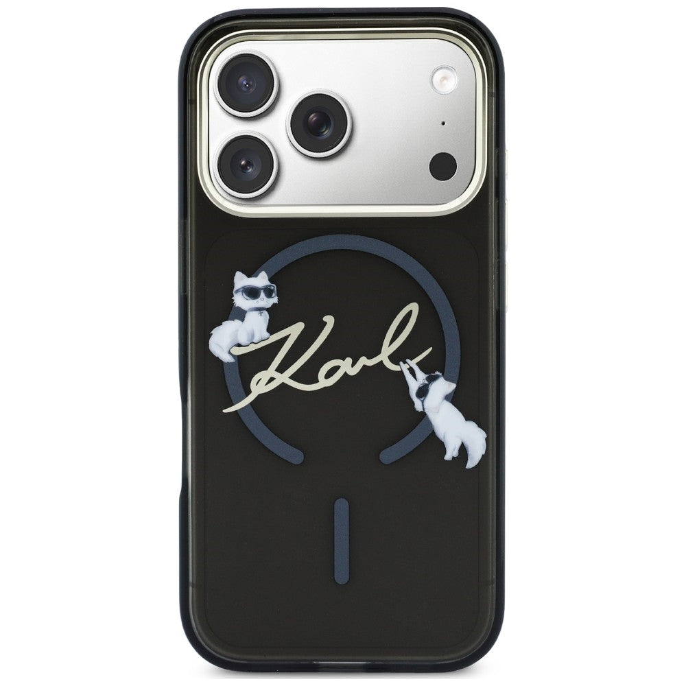 Hard Case Karl Lagerfeld IML Choupette Karl Script Logo with MagSafe for Apple iPhone 18 Pro Max / 17 Pro Max, Black_2