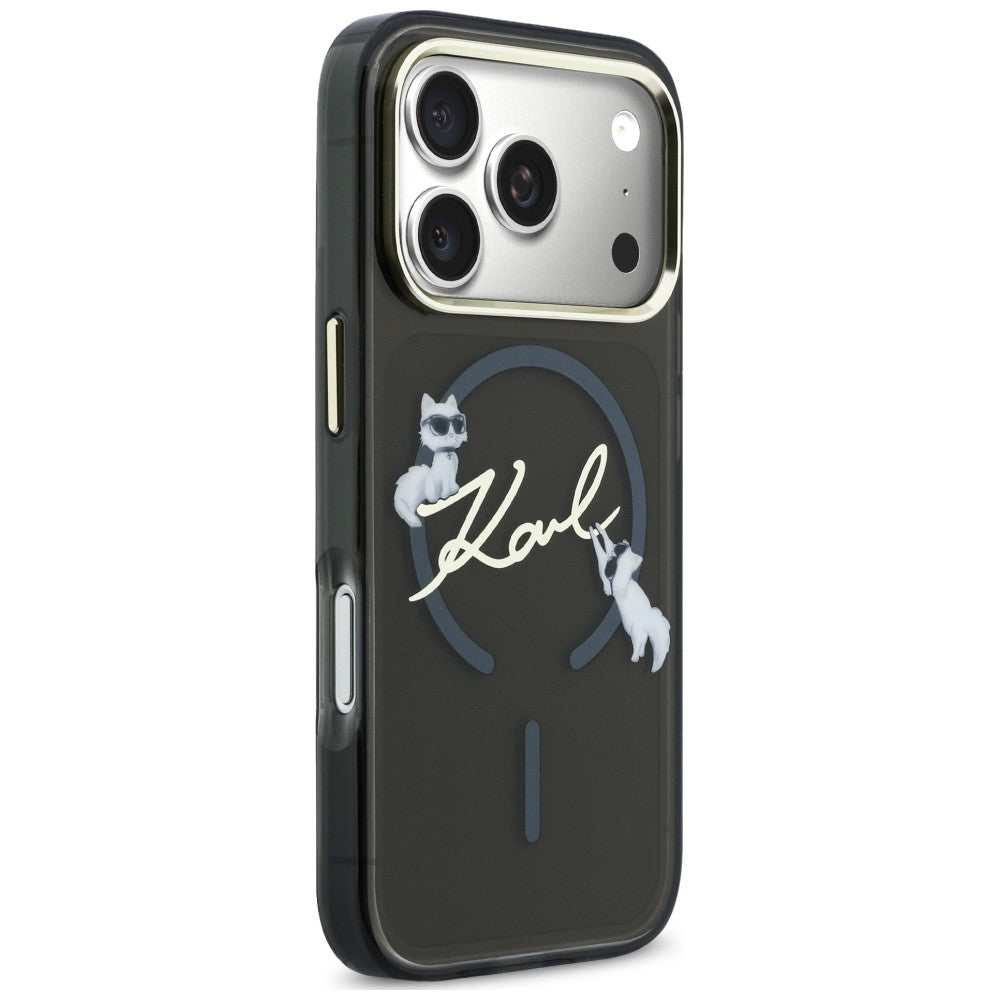 Hard Case Karl Lagerfeld IML Choupette Karl Script Logo with MagSafe for Apple iPhone 18 Pro Max / 17 Pro Max, Black_3