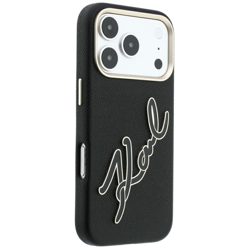 Hard Case Karl Lagerfeld Smooth Big Resin Signature Logo for Apple iPhone 18 Pro / 17 Pro, Black_3