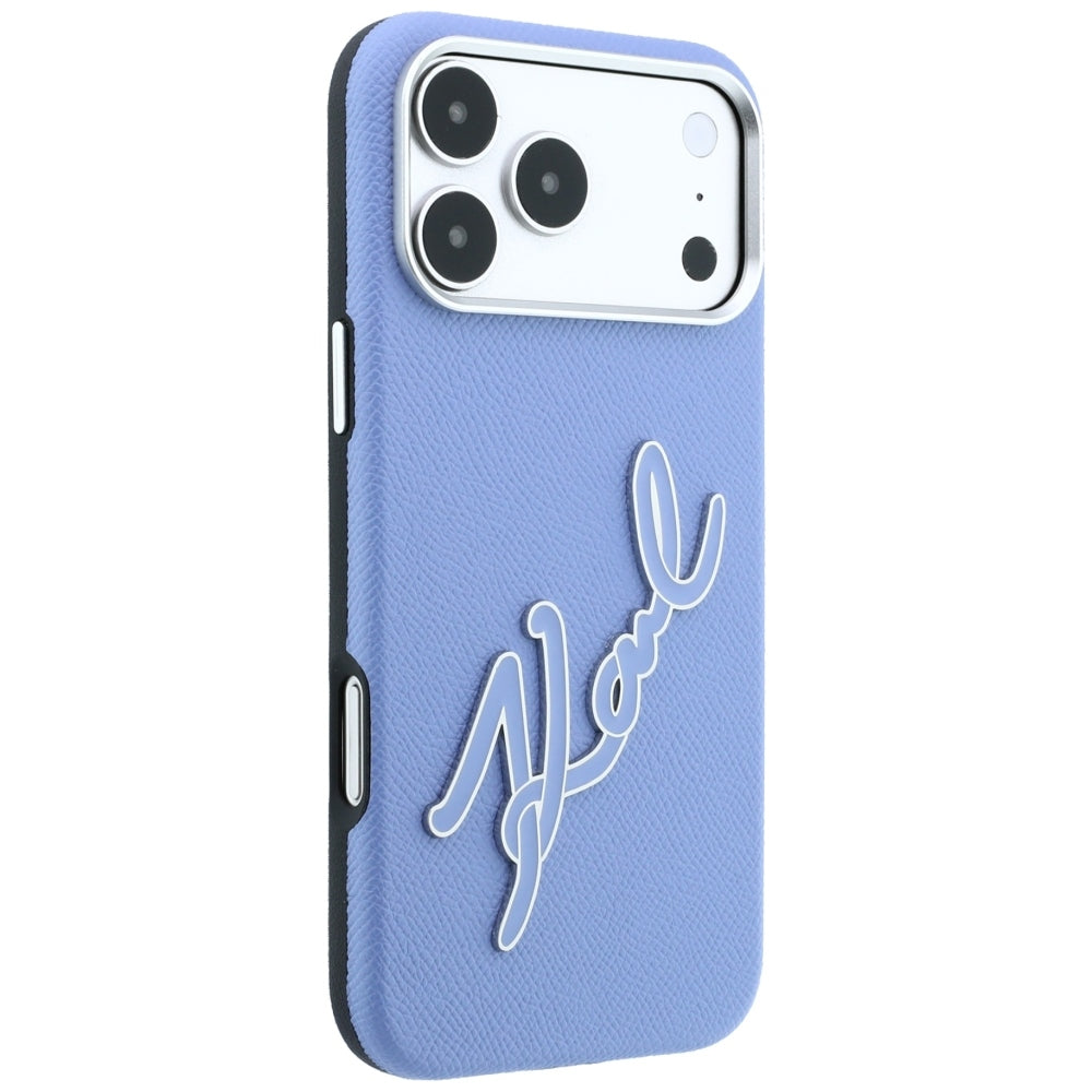 Hard Case Karl Lagerfeld Smooth Big Resin Signature Logo for Apple iPhone 18 Pro / 17 Pro, Light Blue_3