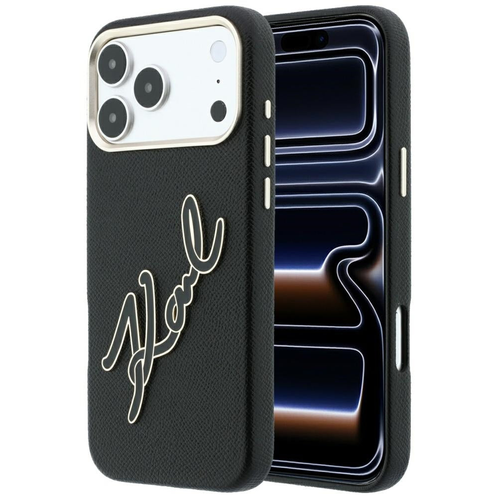 Hard Case Karl Lagerfeld Smooth Big Resin Signature Logo for Apple iPhone 18 Pro Max / 17 Pro Max, Black_0