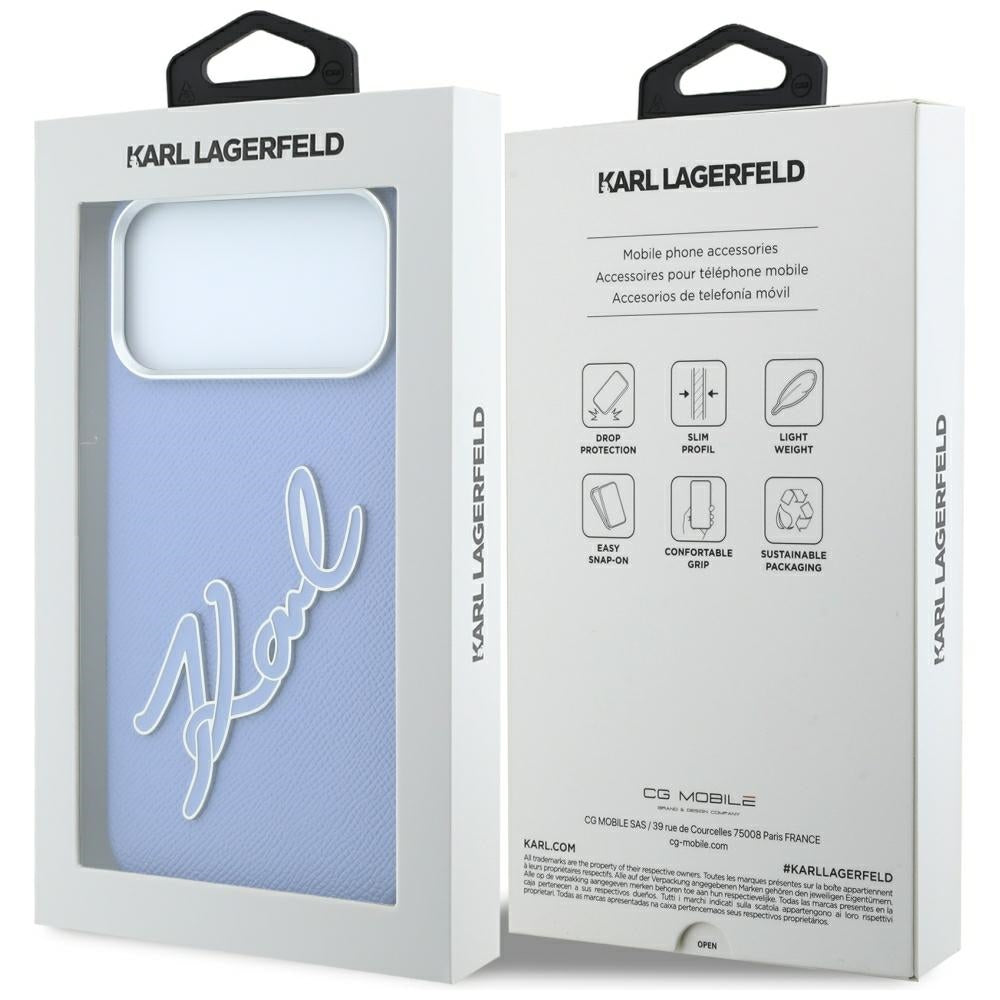 Hard Case Karl Lagerfeld Smooth Big Resin Signature Logo for Apple iPhone 18 Pro Max / 17 Pro Max, Light Blue_7