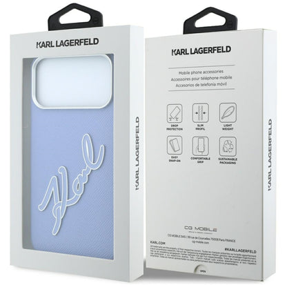 Hard Case Karl Lagerfeld Smooth Big Resin Signature Logo for Apple iPhone 18 Pro Max / 17 Pro Max, Light Blue_7