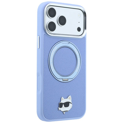 Hard Case Karl Lagerfeld Saffiano Ring Stand 360 Choupette Pin with MagSafe for Apple iPhone 18 Pro Max / 17 Pro Max, Light Blue_3