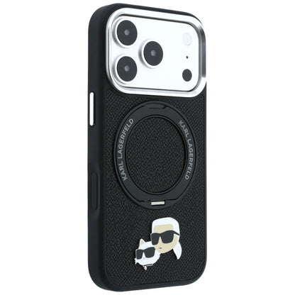 Hard Case Karl Lagerfeld Ring Stand 360 Karl & Choupette Pin with MagSafe for Apple iPhone 18 Pro / 17 Pro, Black_3