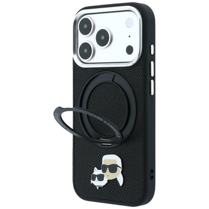 Hard Case Karl Lagerfeld Ring Stand 360 Karl & Choupette Pin with MagSafe for Apple iPhone 18 Pro Max / 17 Pro Max, Black_1