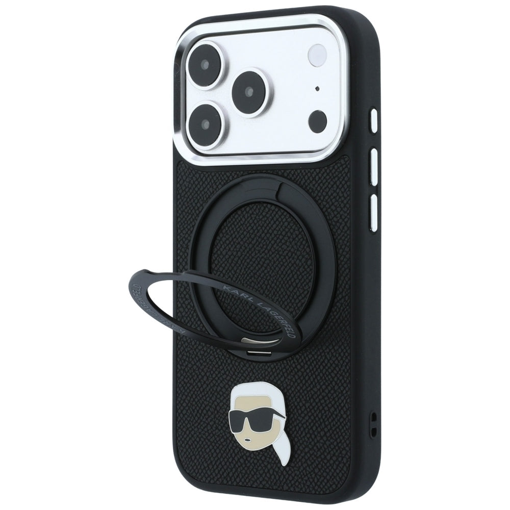 Hard Case Karl Lagerfeld Ring Stand 360 Karl Pin with MagSafe for Apple iPhone 18 Pro / 17 Pro, Black_1