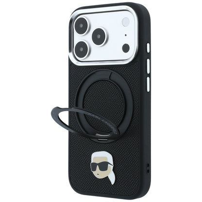 Hard Case Karl Lagerfeld Ring Stand 360 Karl Pin with MagSafe for Apple iPhone 18 Pro / 17 Pro, Black_1