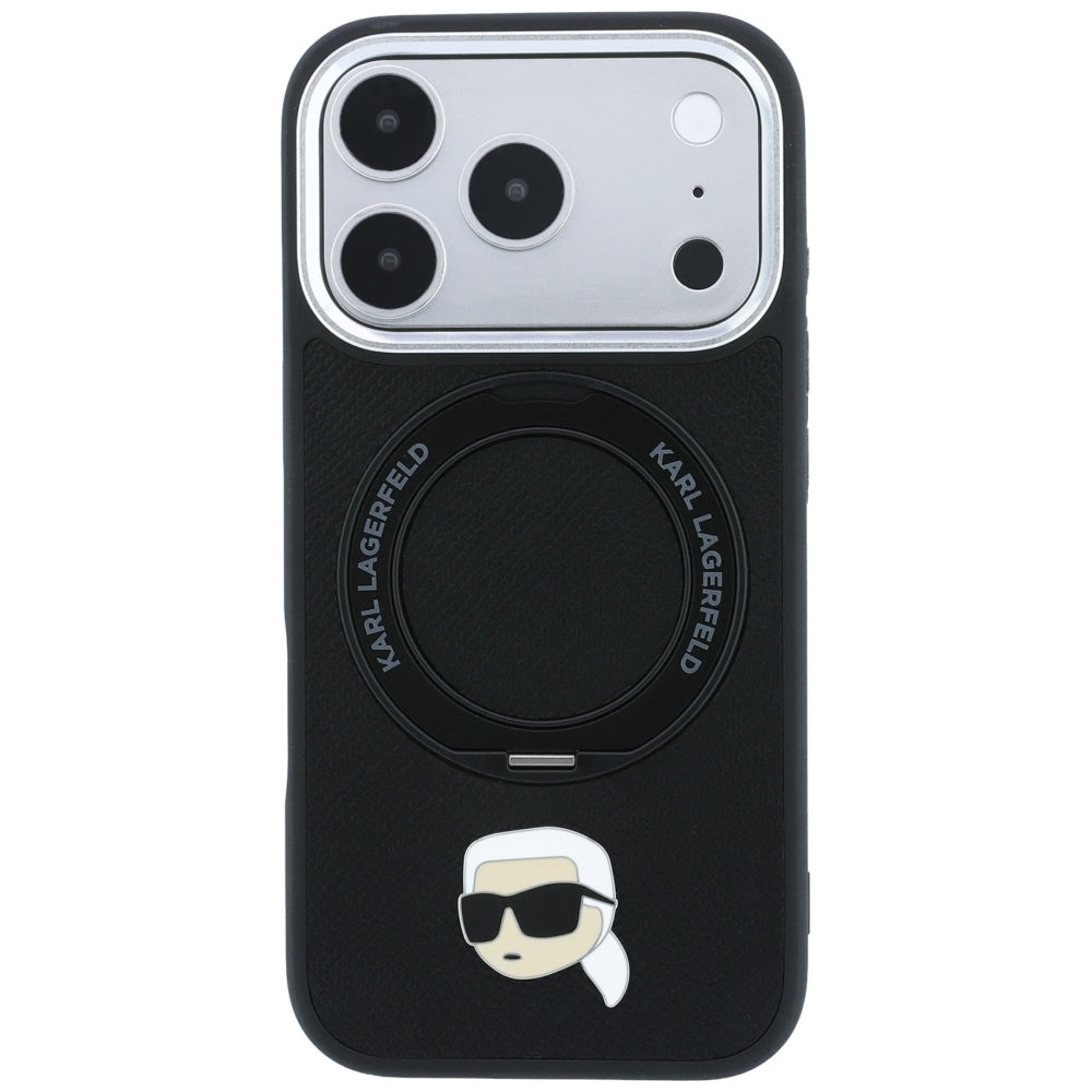 Hard Case Karl Lagerfeld Ring Stand 360 Karl Pin with MagSafe for Apple iPhone 18 Pro / 17 Pro, Black_2