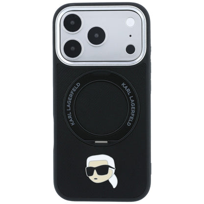 Hard Case Karl Lagerfeld Ring Stand 360 Karl Pin with MagSafe for Apple iPhone 18 Pro / 17 Pro, Black_2