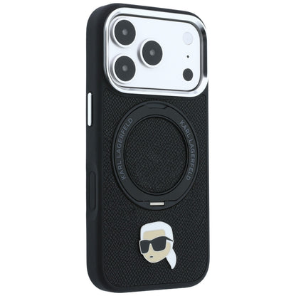 Hard Case Karl Lagerfeld Ring Stand 360 Karl Pin with MagSafe for Apple iPhone 18 Pro / 17 Pro, Black_3