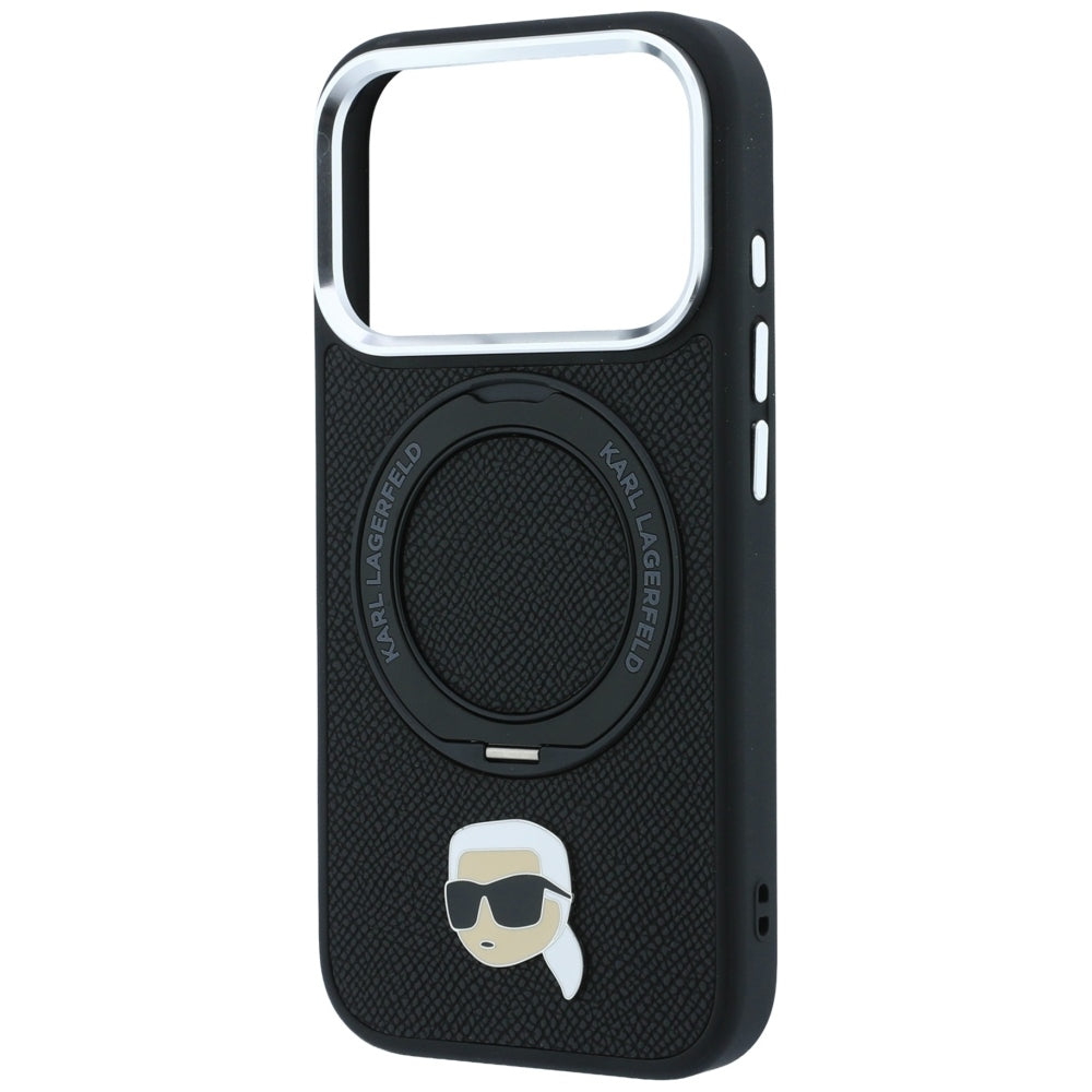 Hard Case Karl Lagerfeld Ring Stand 360 Karl Pin with MagSafe for Apple iPhone 18 Pro / 17 Pro, Black_5