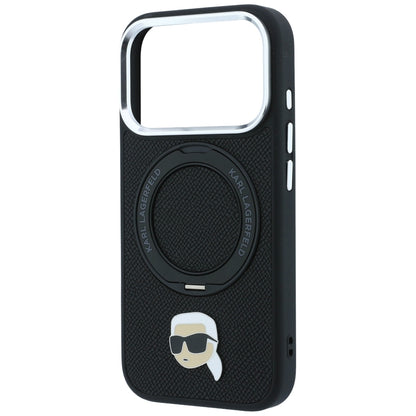 Hard Case Karl Lagerfeld Ring Stand 360 Karl Pin with MagSafe for Apple iPhone 18 Pro / 17 Pro, Black_5