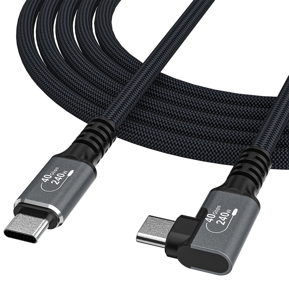 Wozinsky WPS1-UY41S USB-C USB4 40Gb/s 240W 1.5m 4K Angled Cable - Black - OUTLET_0