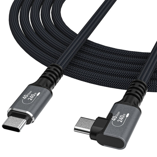 Wozinsky WPS1-UY41S USB-C USB4 40Gb/s 240W 1.5m 4K Angled Cable - Black - OUTLET_0