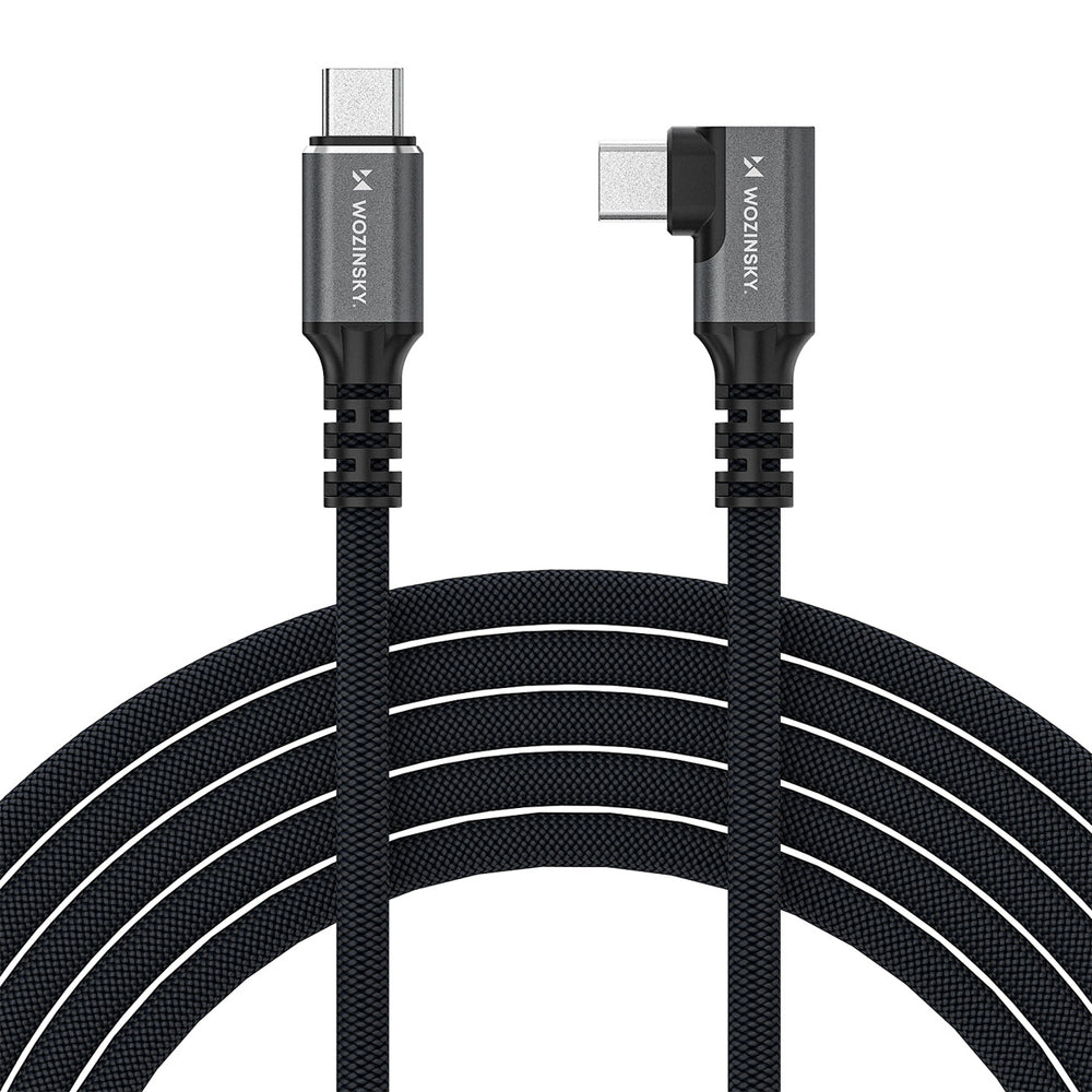 Wozinsky WPS1-UY41S USB-C USB4 40Gb/s 240W 1.5m 4K Angled Cable - Black - OUTLET_1