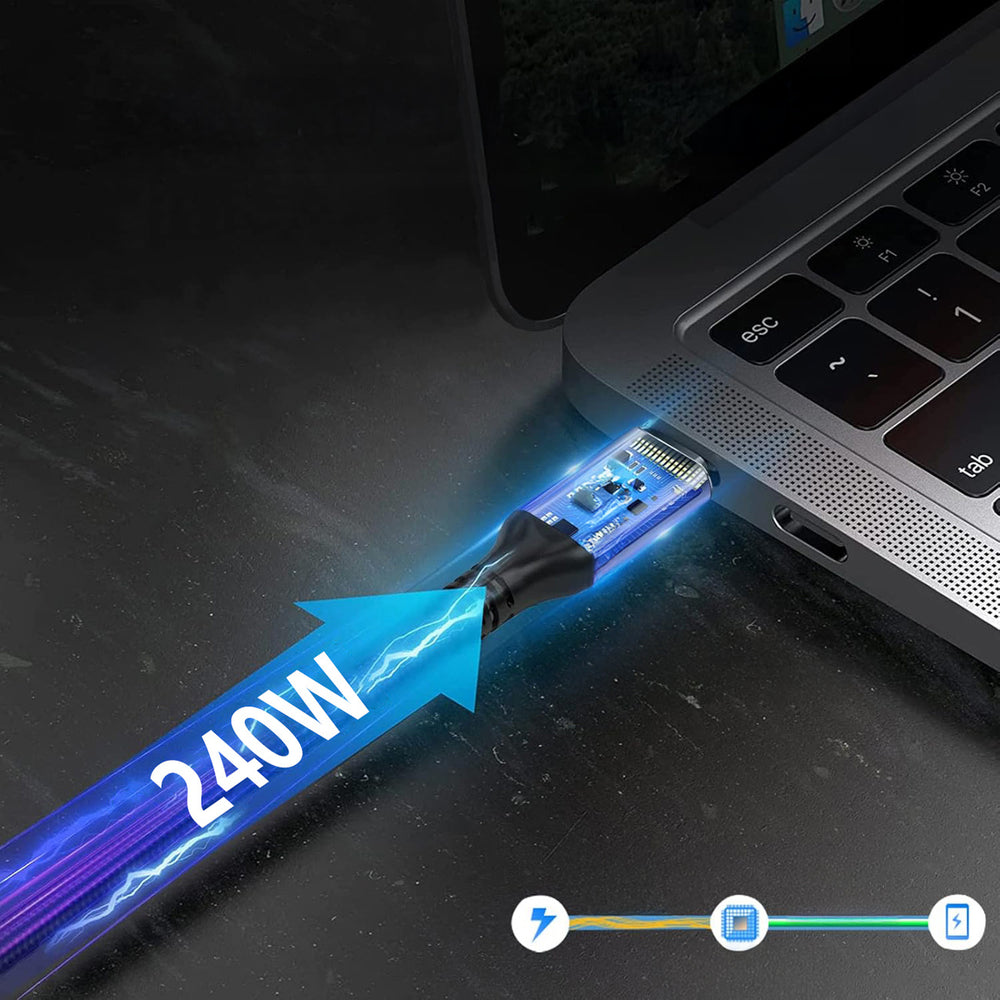Wozinsky WPS1-UY41S USB-C USB4 40Gb/s 240W 1.5m 4K Angled Cable - Black - OUTLET_4