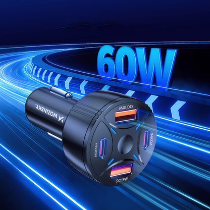 Wozinsky WLS-04 60W Car Charger 2xUSB-C 2xUSB-A - Black - OUTLET_4