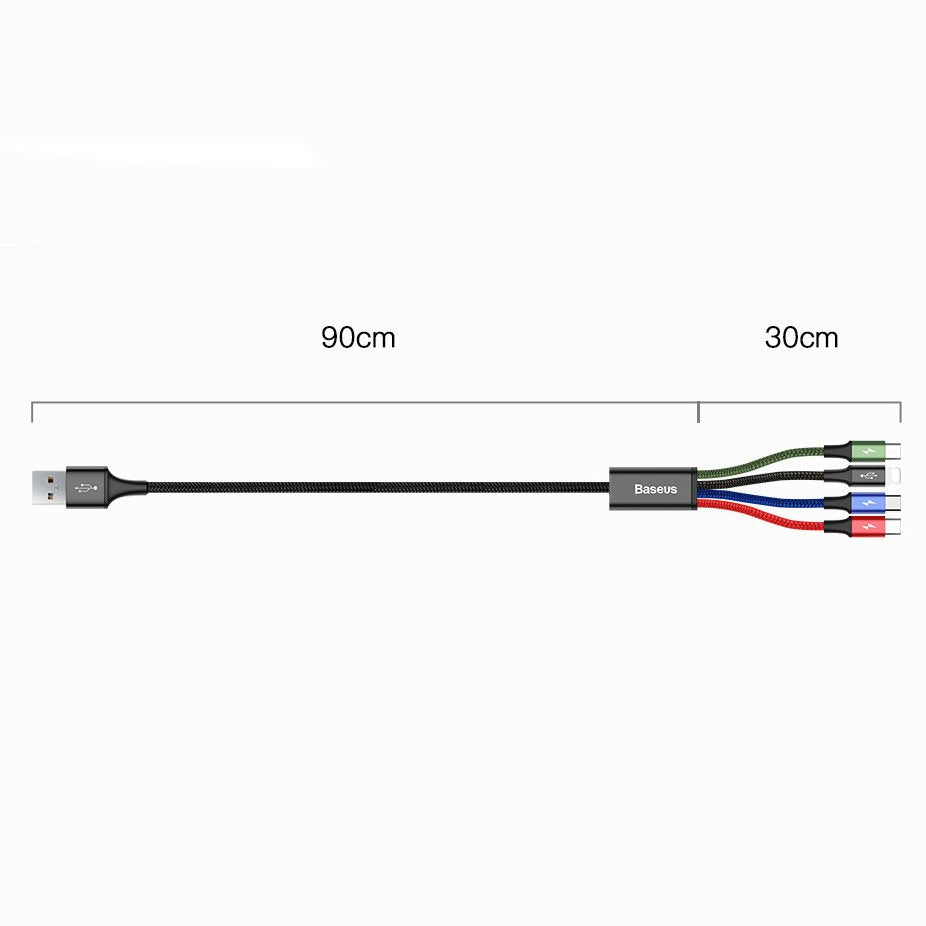 Baseus cable USB 4in1 Lightning / 2x USB Type C / micro USB cable in nylon braid 3.5A 1.2m black (CA1T4-B01) - OUTLET_14