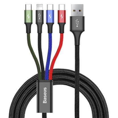 Baseus cable USB 4in1 Lightning / 2x USB Type C / micro USB cable in nylon braid 3.5A 1.2m black (CA1T4-B01) - OUTLET_0