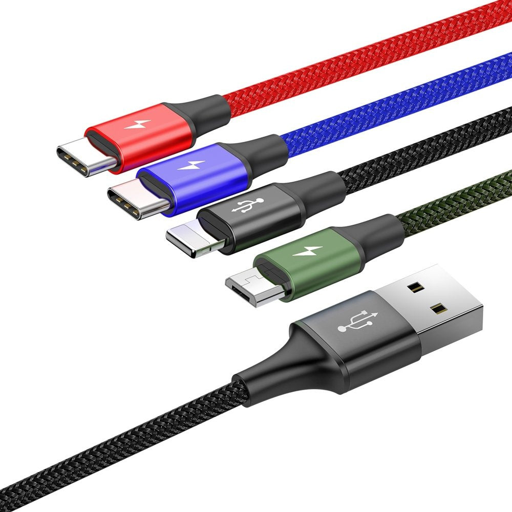 Baseus cable USB 4in1 Lightning / 2x USB Type C / micro USB cable in nylon braid 3.5A 1.2m black (CA1T4-B01) - OUTLET_3