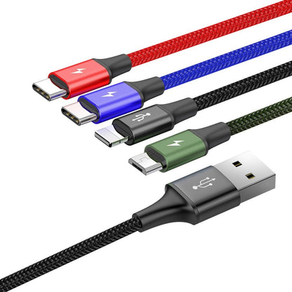 Baseus cable USB 4in1 Lightning / 2x USB Type C / micro USB cable in nylon braid 3.5A 1.2m black (CA1T4-B01) - OUTLET_3