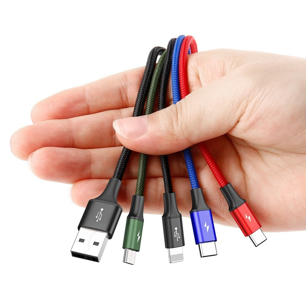 Baseus cable USB 4in1 Lightning / 2x USB Type C / micro USB cable in nylon braid 3.5A 1.2m black (CA1T4-B01) - OUTLET_4