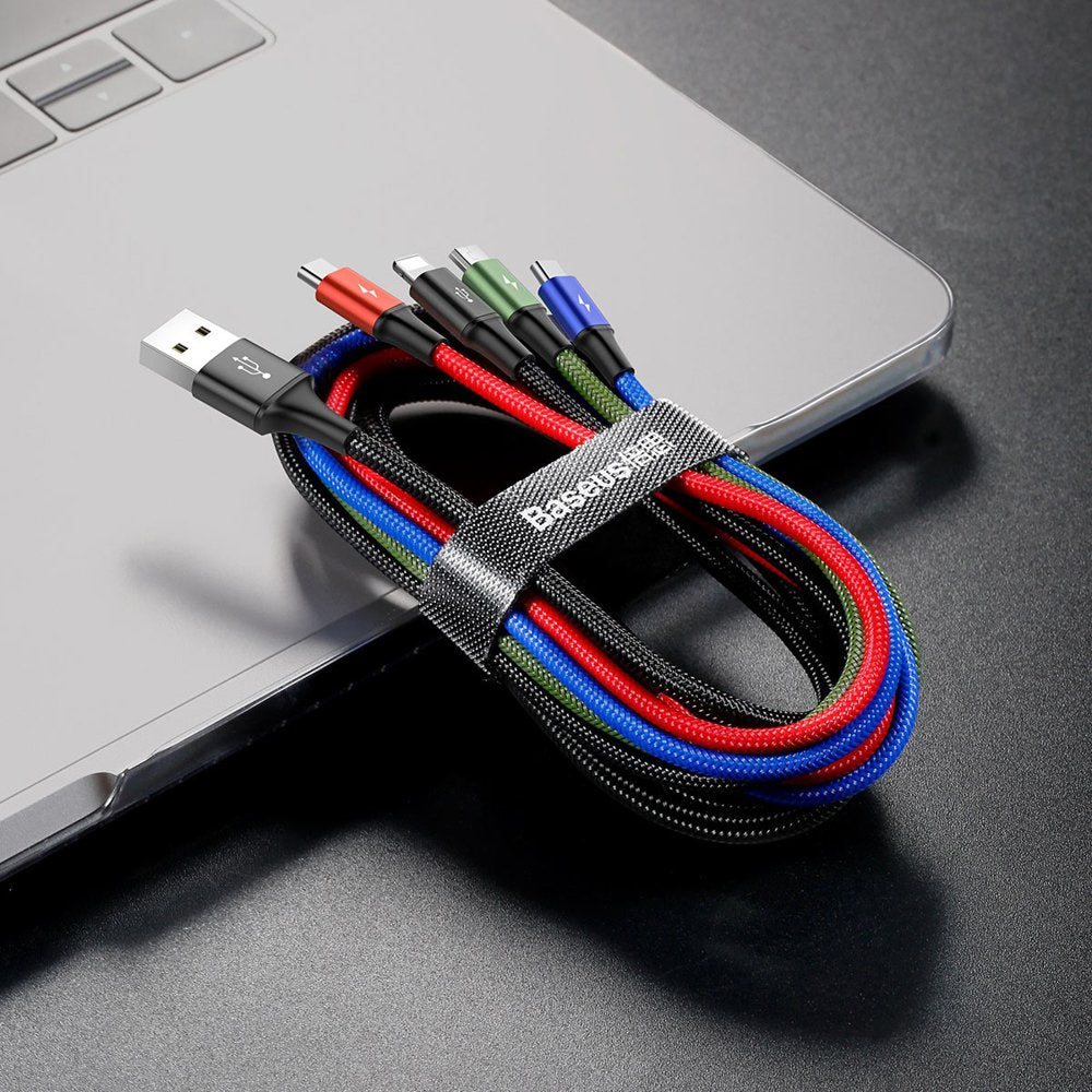 Baseus cable USB 4in1 Lightning / 2x USB Type C / micro USB cable in nylon braid 3.5A 1.2m black (CA1T4-B01) - OUTLET_6